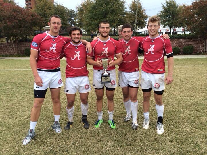 Depperschmidt poses with teammates after taking home some hardware. Photo courtesy of Alabama Rugby